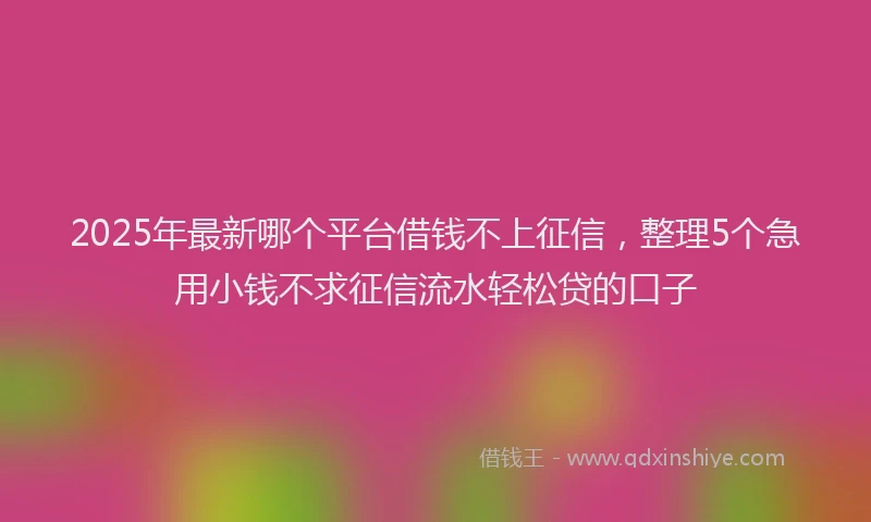 2025年最新哪个平台借钱不上征信，整理5个急用小钱不求征信流水轻松贷的口子