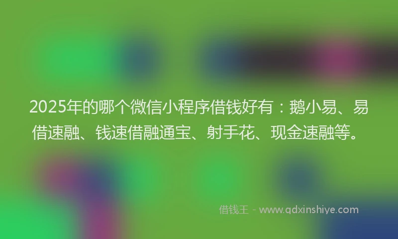 2025年的哪个微信小程序借钱好有：鹅小易、易借速融、钱速借融通宝、射手花、现金速融等。
