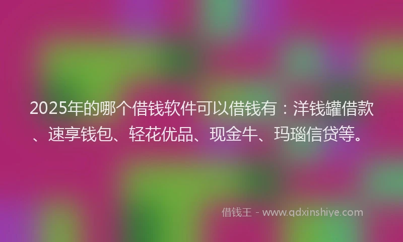 2025年的哪个借钱软件可以借钱有：洋钱罐借款、速享钱包、轻花优品、现金牛、玛瑙信贷等。