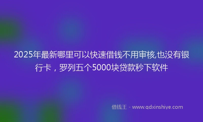 2025年最新哪里可以快速借钱不用审核,也没有银行卡，罗列五个5000块贷款秒下软件