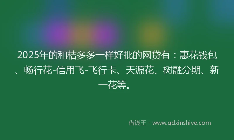 2025年的和桔多多一样好批的网贷有：惠花钱包、畅行花-信用飞-飞行卡、天源花、树融分期、新一花等。
