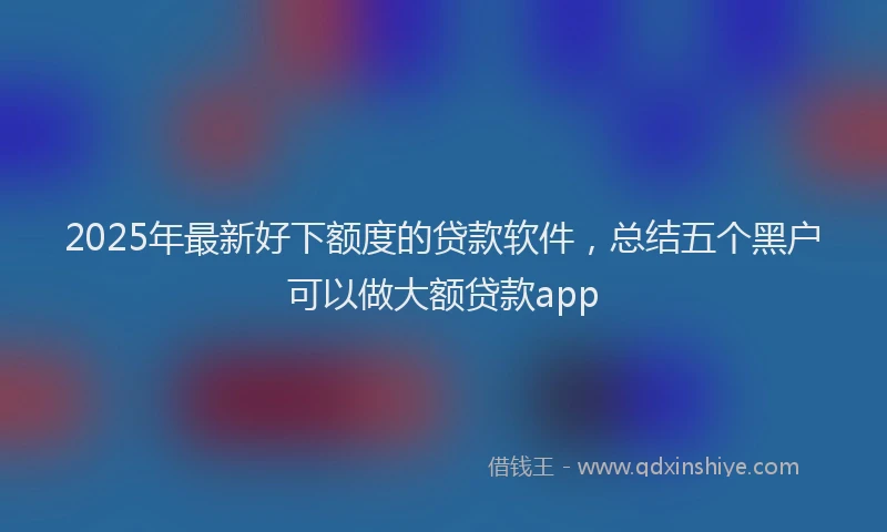 2025年最新好下额度的贷款软件，总结五个黑户可以做大额贷款app