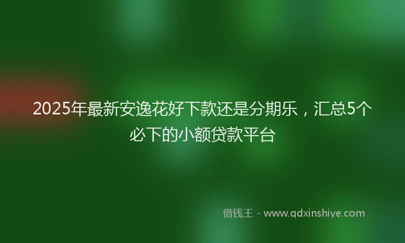2025年最新安逸花好下款还是分期乐，汇总5个必下的小额贷款平台