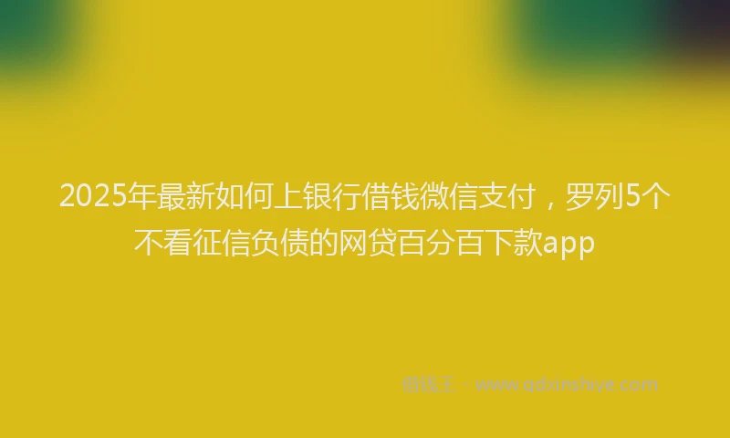 2025年最新如何上银行借钱微信支付，罗列5个不看征信负债的网贷百分百下款app