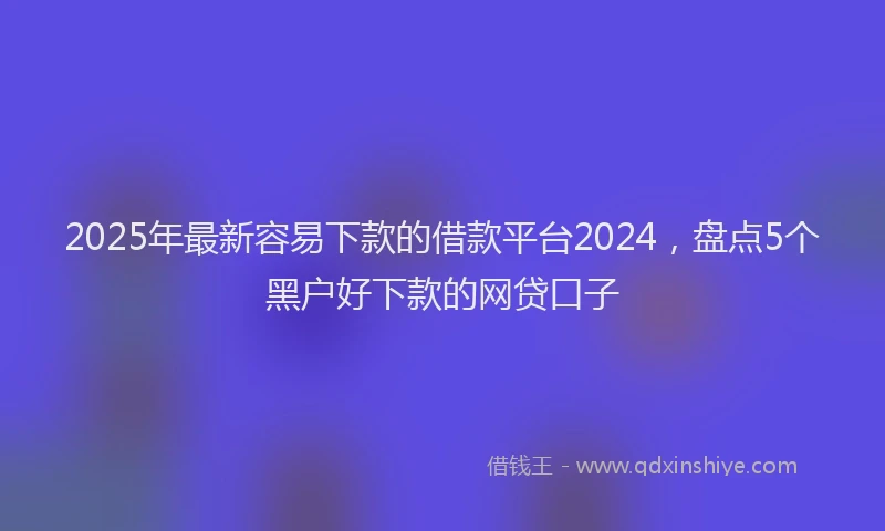 2025年最新容易下款的借款平台2024，盘点5个黑户好下款的网贷口子
