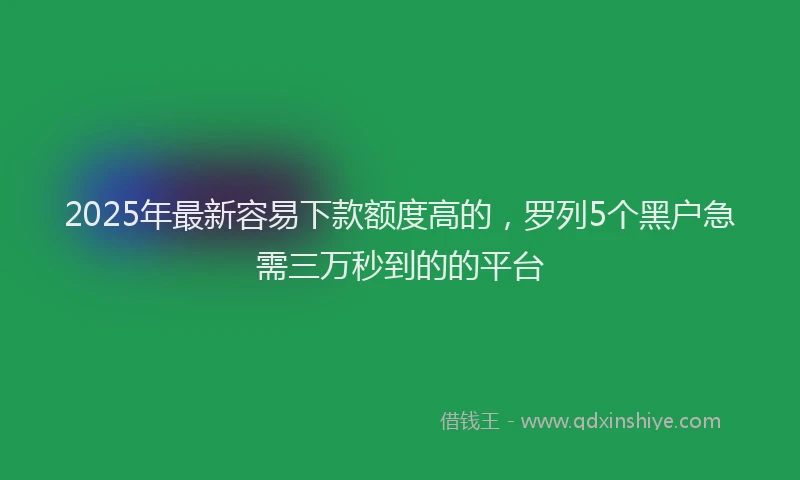 2025年最新容易下款额度高的，罗列5个黑户急需三万秒到的的平台