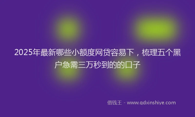 2025年最新哪些小额度网贷容易下，梳理五个黑户急需三万秒到的的口子