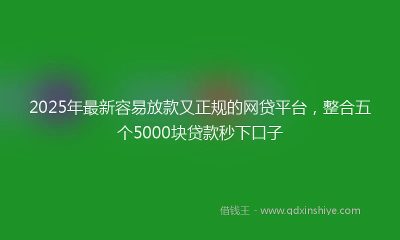2025年最新容易放款又正规的网贷平台，整合五个5000块贷款秒下口子