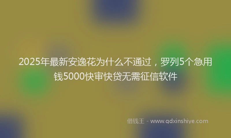 2025年最新安逸花为什么不通过，罗列5个急用钱5000快审快贷无需征信软件