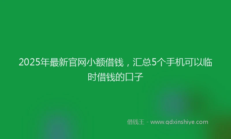 2025年最新官网小额借钱，汇总5个手机可以临时借钱的口子