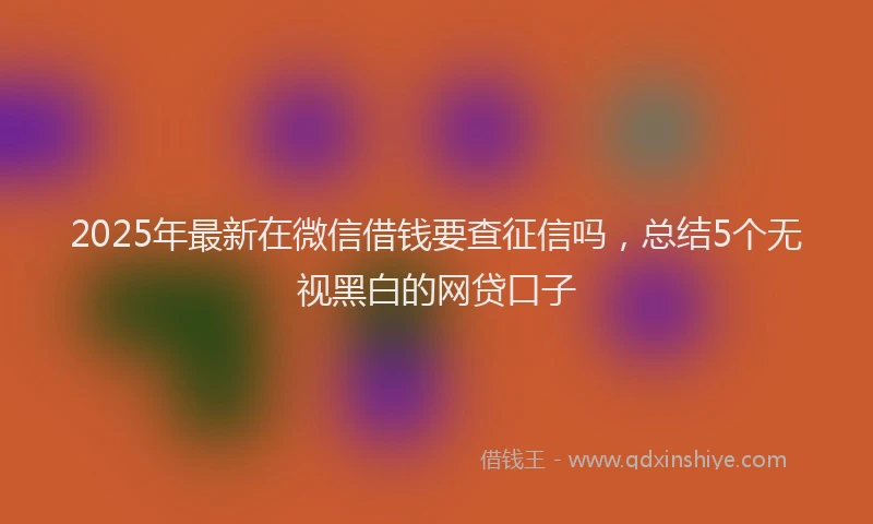 2025年最新在微信借钱要查征信吗，总结5个无视黑白的网贷口子