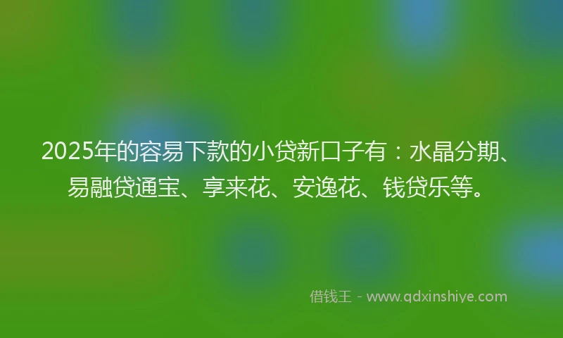 2025年的容易下款的小贷新口子有：水晶分期、易融贷通宝、享来花、安逸花、钱贷乐等。