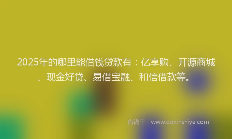 2025年的哪里能借钱贷款有：亿享购、开源商城、现金好贷、易借宝融、和信借款等。