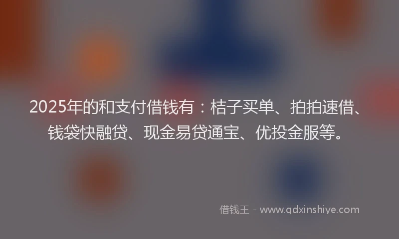 2025年的和支付借钱有：桔子买单、拍拍速借、钱袋快融贷、现金易贷通宝、优投金服等。