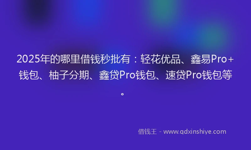 2025年的哪里借钱秒批有：轻花优品、鑫易Pro+钱包、柚子分期、鑫贷Pro钱包、速贷Pro钱包等。