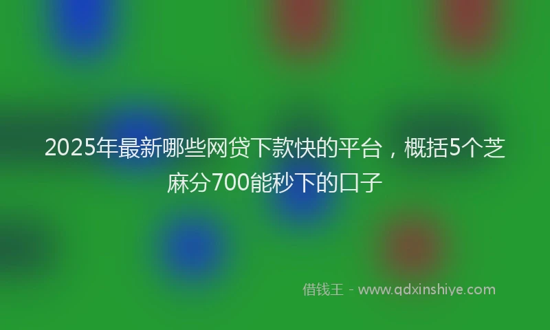 2025年最新哪些网贷下款快的平台，概括5个芝麻分700能秒下的口子