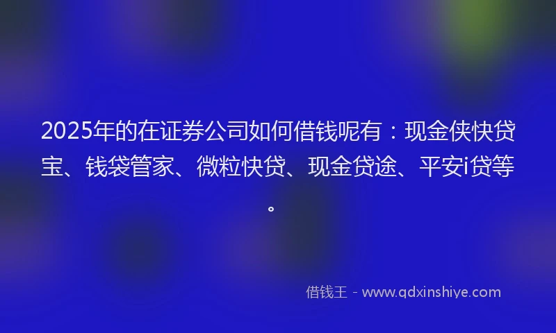 2025年的在证券公司如何借钱呢有：现金侠快贷宝、钱袋管家、微粒快贷、现金贷途、平安i贷等。
