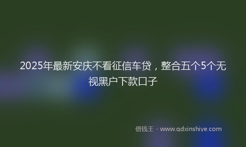 2025年最新安庆不看征信车贷，整合五个5个无视黑户下款口子