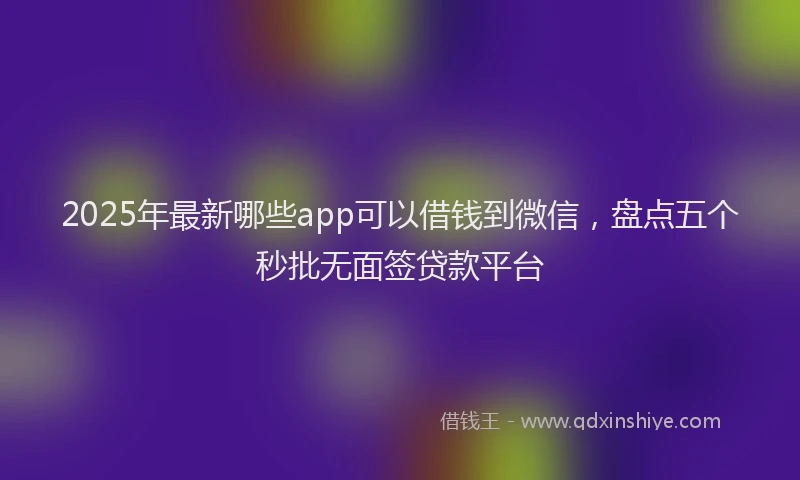 2025年最新哪些app可以借钱到微信，盘点五个秒批无面签贷款平台