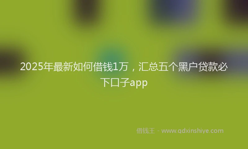 2025年最新如何借钱1万，汇总五个黑户贷款必下口子app