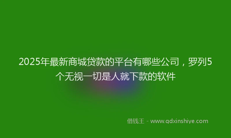 2025年最新商城贷款的平台有哪些公司，罗列5个无视一切是人就下款的软件