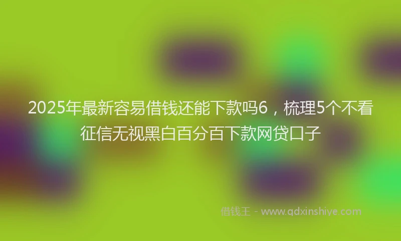 2025年最新容易借钱还能下款吗6，梳理5个不看征信无视黑白百分百下款网贷口子