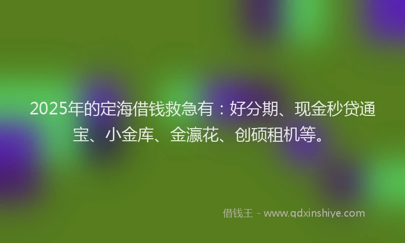 2025年的定海借钱救急有：好分期、现金秒贷通宝、小金库、金瀛花、创硕租机等。