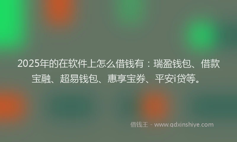 2025年的在软件上怎么借钱有：瑞盈钱包、借款宝融、超易钱包、惠享宝券、平安i贷等。
