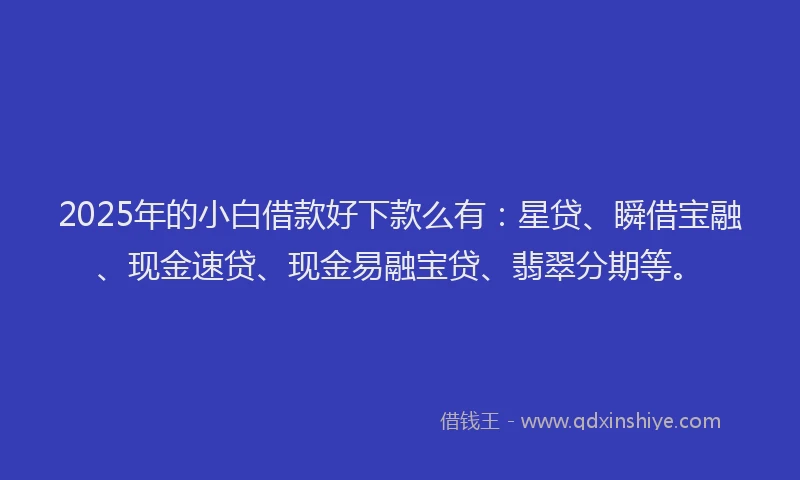 2025年的小白借款好下款么有：星贷、瞬借宝融、现金速贷、现金易融宝贷、翡翠分期等。