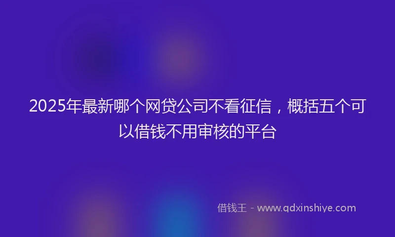 2025年最新哪个网贷公司不看征信，概括五个可以借钱不用审核的平台