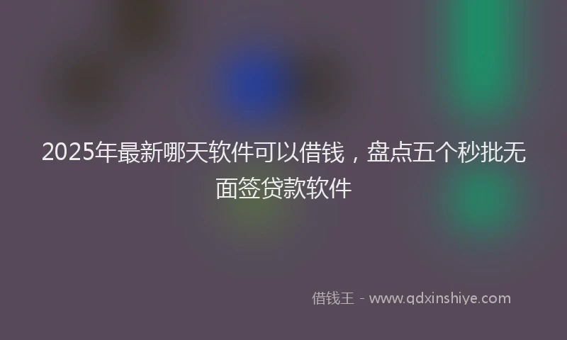2025年最新哪天软件可以借钱，盘点五个秒批无面签贷款软件