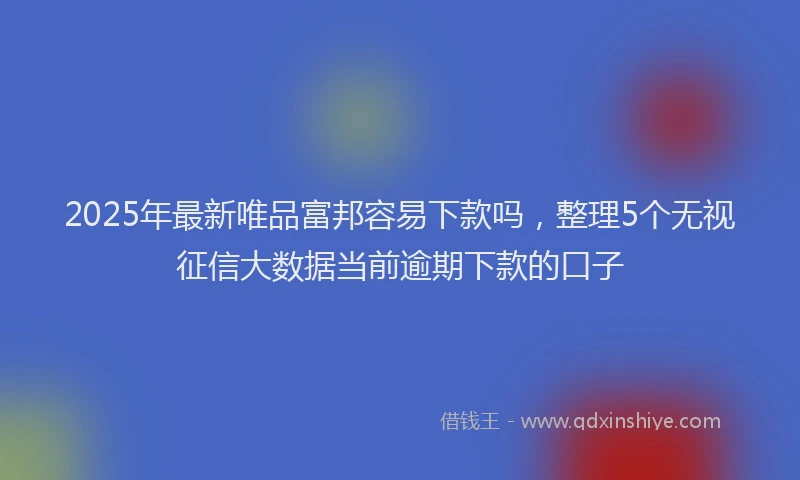 2025年最新唯品富邦容易下款吗，整理5个无视征信大数据当前逾期下款的口子