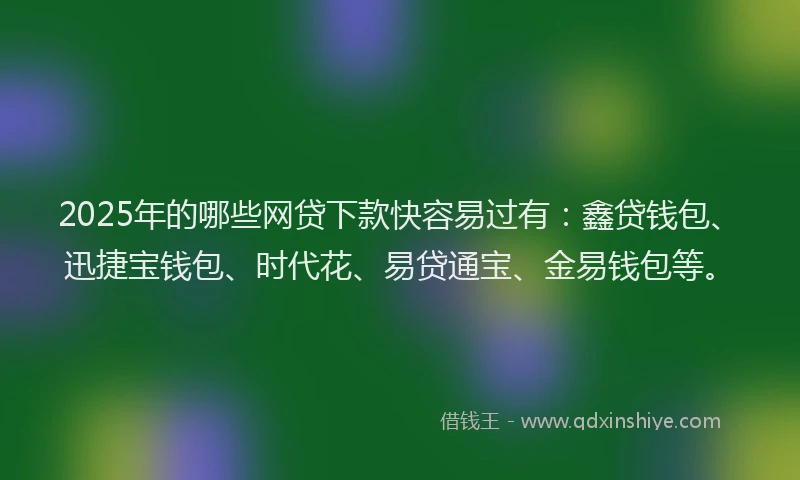 2025年的哪些网贷下款快容易过有：鑫贷钱包、迅捷宝钱包、时代花、易贷通宝、金易钱包等。