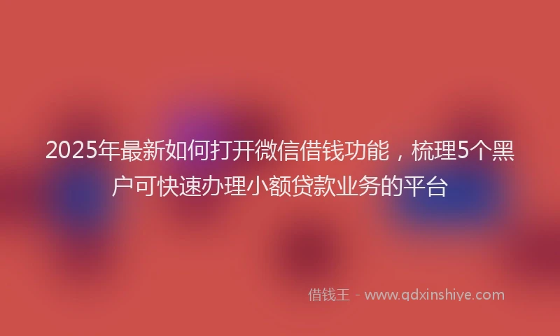 2025年最新如何打开微信借钱功能，梳理5个黑户可快速办理小额贷款业务的平台