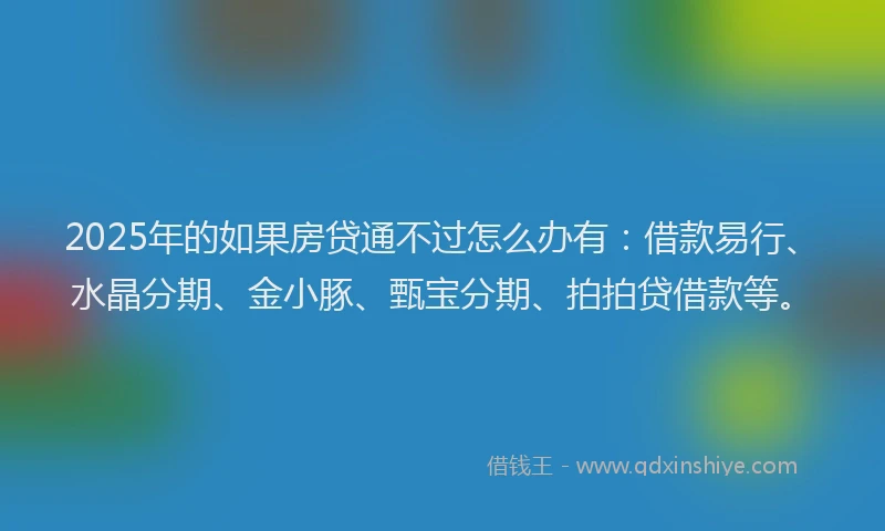 2025年的如果房贷通不过怎么办有：借款易行、水晶分期、金小豚、甄宝分期、拍拍贷借款等。