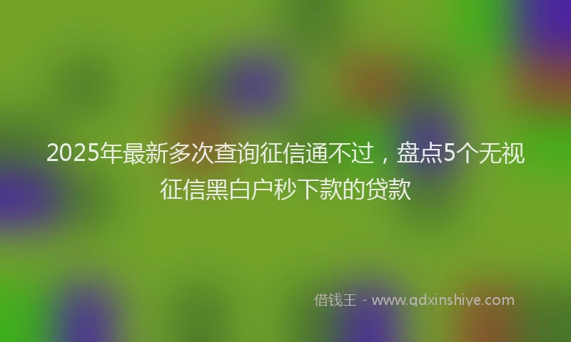 2025年最新多次查询征信通不过，盘点5个无视征信黑白户秒下款的贷款