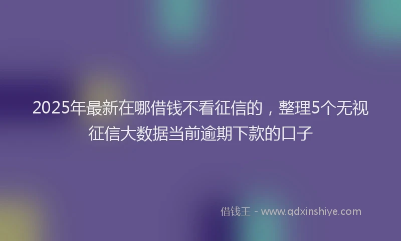 2025年最新在哪借钱不看征信的，整理5个无视征信大数据当前逾期下款的口子