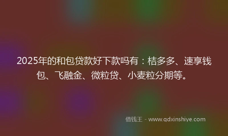2025年的和包贷款好下款吗有：桔多多、速享钱包、飞融金、微粒贷、小麦粒分期等。