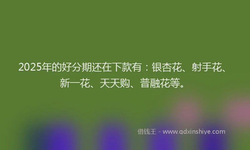 2025年的好分期还在下款有：银杏花、射手花、新一花、天天购、普融花等。