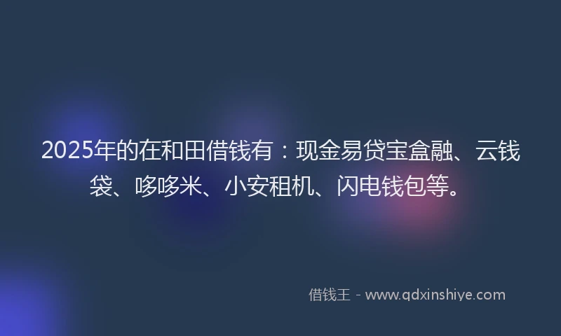 2025年的在和田借钱有：现金易贷宝盒融、云钱袋、哆哆米、小安租机、闪电钱包等。