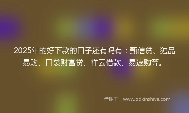 2025年的好下款的口子还有吗有：甄信贷、独品易购、口袋财富贷、祥云借款、易速购等。