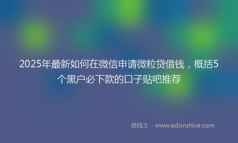 2025年最新如何在微信申请微粒贷借钱，概括5个黑户必下款的口子贴吧推荐