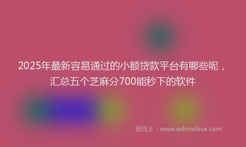 2025年最新容易通过的小额贷款平台有哪些呢，汇总五个芝麻分700能秒下的软件