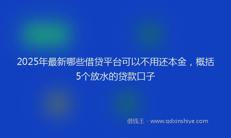2025年最新哪些借贷平台可以不用还本金，概括5个放水的贷款口子