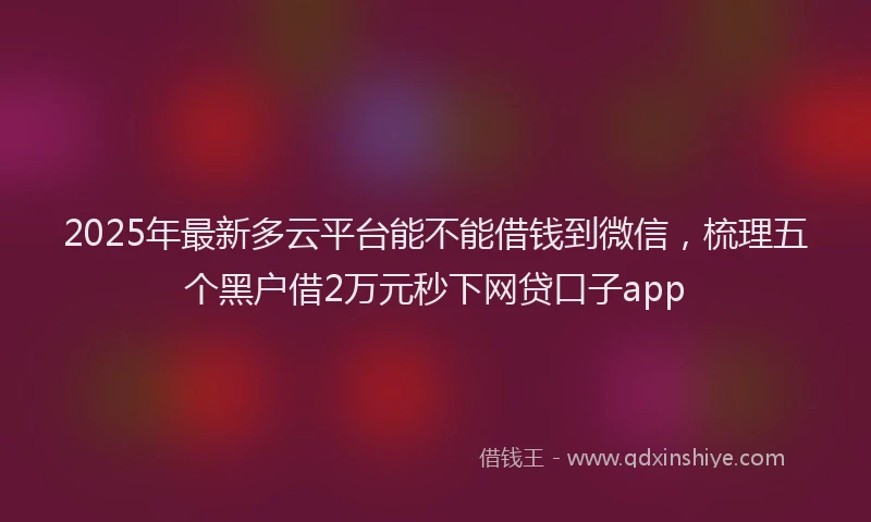 2025年最新多云平台能不能借钱到微信，梳理五个黑户借2万元秒下网贷口子app