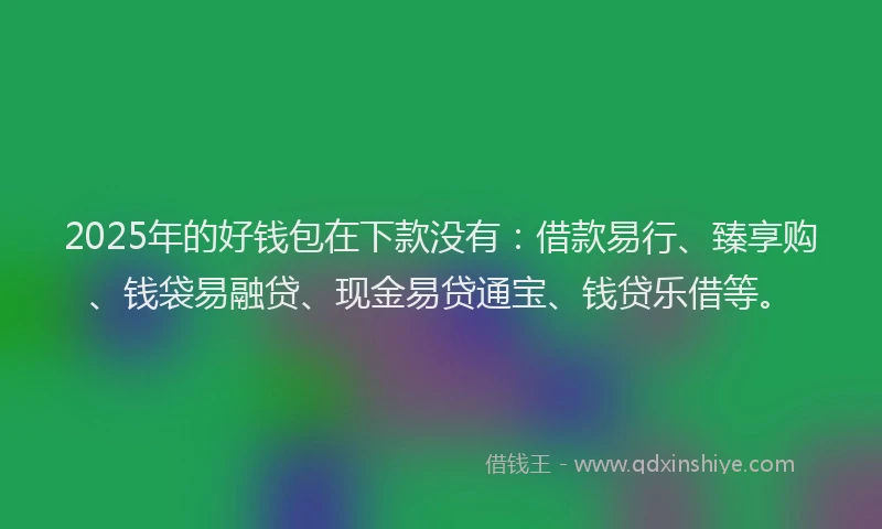 2025年的好钱包在下款没有：借款易行、臻享购、钱袋易融贷、现金易贷通宝、钱贷乐借等。