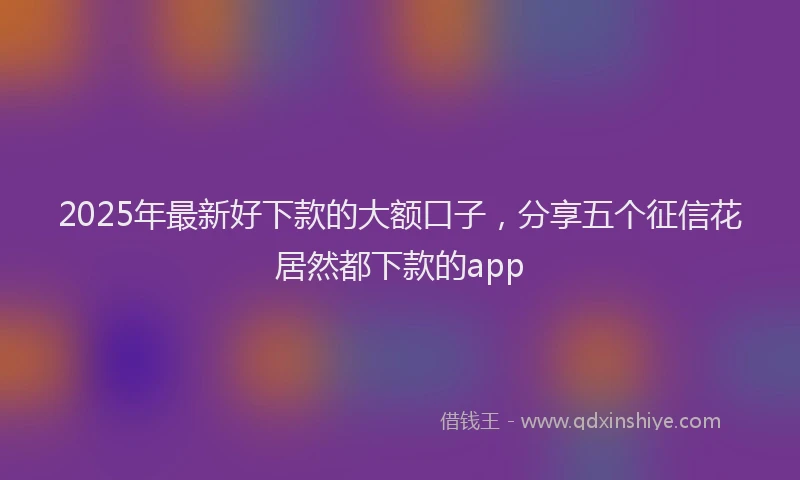 2025年最新好下款的大额口子，分享五个征信花居然都下款的app