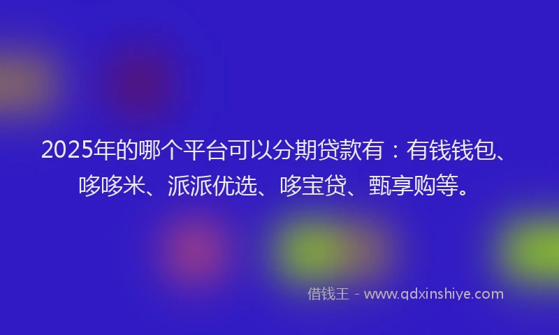 2025年的哪个平台可以分期贷款有：有钱钱包、哆哆米、派派优选、哆宝贷、甄享购等。