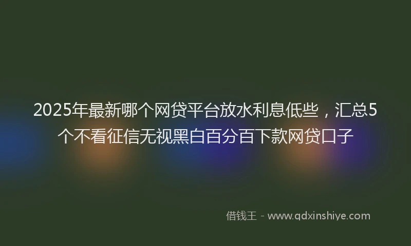 2025年最新哪个网贷平台放水利息低些，汇总5个不看征信无视黑白百分百下款网贷口子