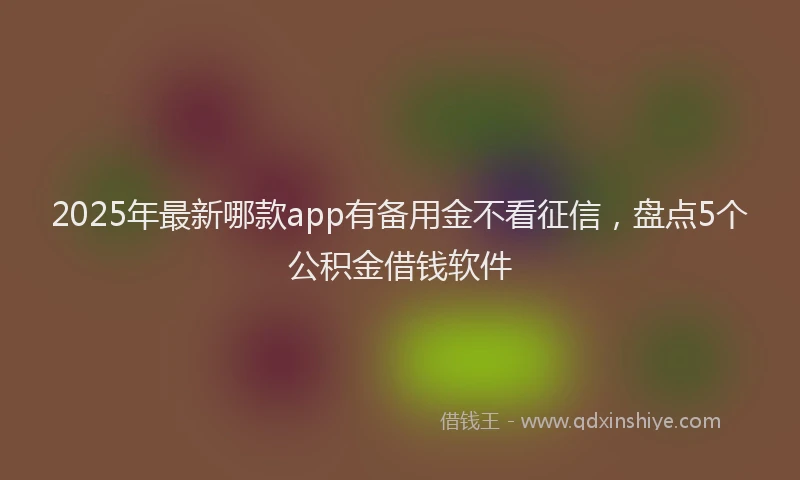 2025年最新哪款app有备用金不看征信，盘点5个公积金借钱软件